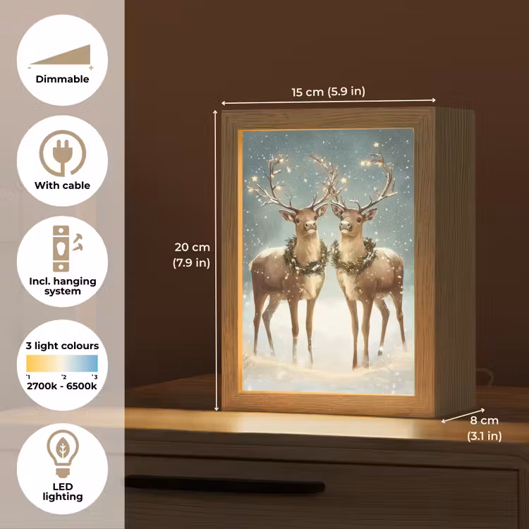 Kerstmagie - Winterwoud - Rendier Light Box met kabel (Tafellamp) klein -USP_EN