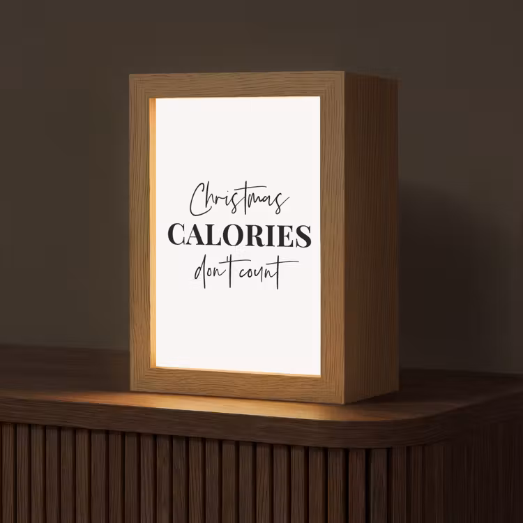 Kerst quote - Winter - Christmas calories - Wit Light Box met kabel (Tafellamp) klein -z3d_website