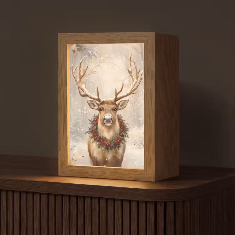 Kerst - Rendier - Winter - Krans Light Box met kabel (Tafellamp) klein -z3d_website