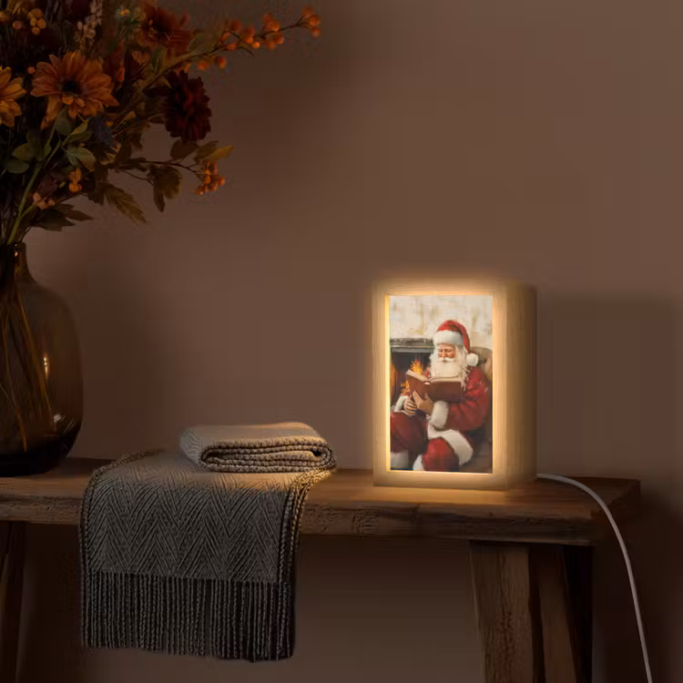 Kerst - Kerstman - Winter - Open Haard Light Box met kabel (Tafellamp) klein -sfeer4
