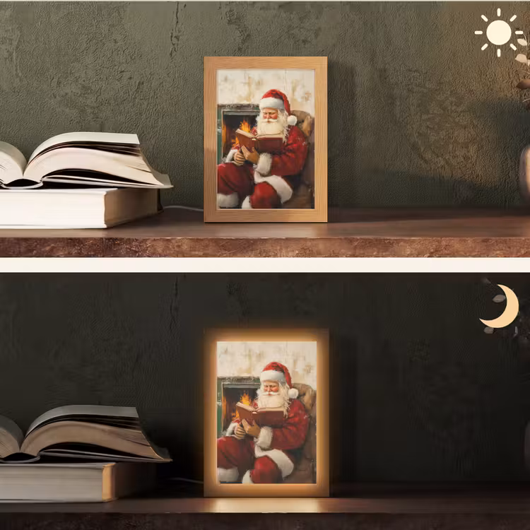 Kerst - Kerstman - Winter - Open Haard Light Box met kabel (Tafellamp) klein -sfeer3