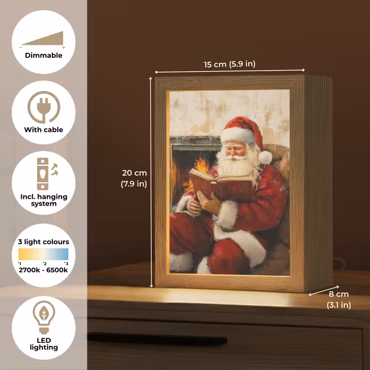 Kerst - Kerstman - Winter - Open Haard Light Box met kabel (Tafellamp) klein -USP_EN