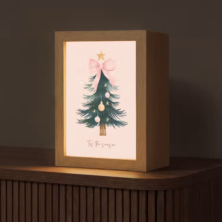 Christmas Season - Kerst - Kerstboom - Roze Light Box met kabel (Tafellamp) klein -z3d_website