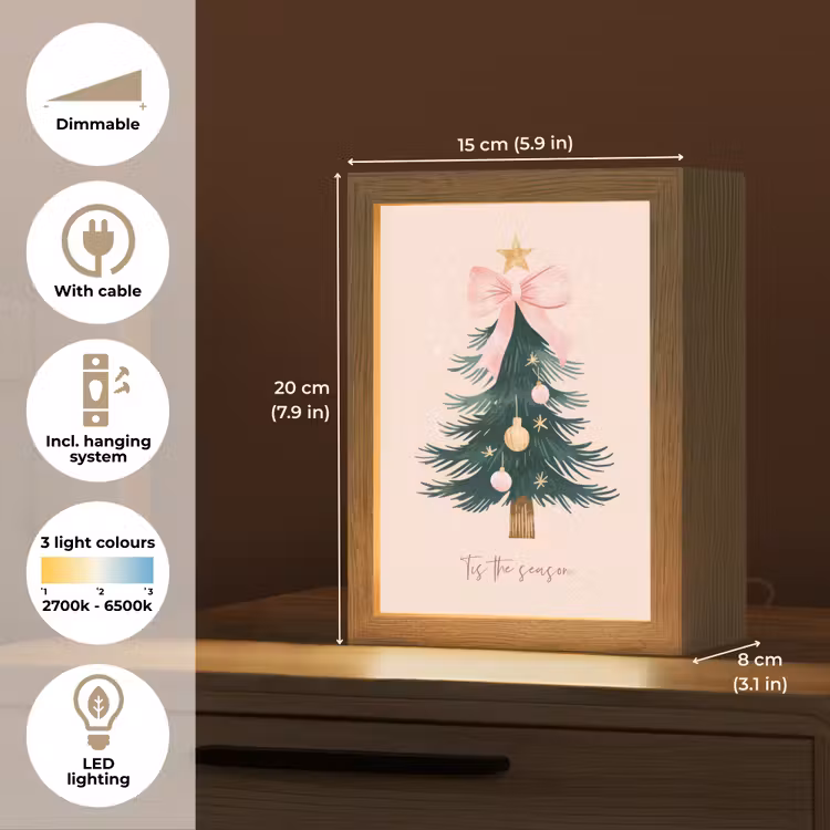 Christmas Season - Kerst - Kerstboom - Roze Light Box met kabel (Tafellamp) klein -USP_EN