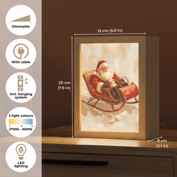 Kerst - Slee - Kerstman Light Box met kabel (Tafellamp) klein -USP_EN