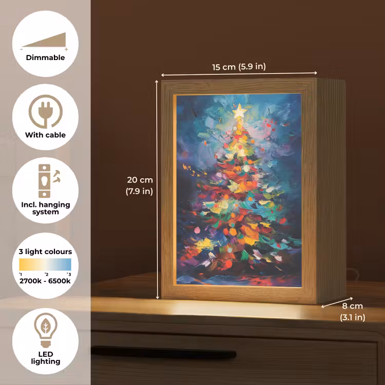 Kerstboom - Kerst - Abstract - Kleurrijk Light Box met kabel (Tafellamp) klein -USP_EN