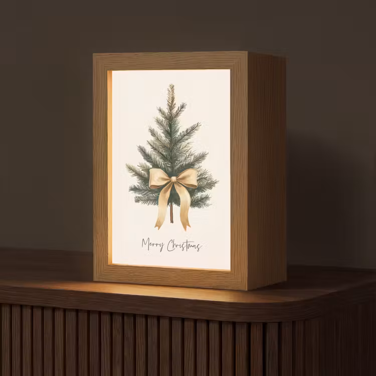 Kerstboom - Kerst - Merry Christmas - Beige Light Box met kabel (Tafellamp) klein -z3d_website