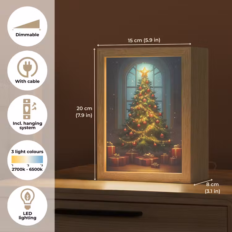 Kerstboom - Cadeau - Kerst - Winter Light Box met kabel (Tafellamp) klein -USP_EN