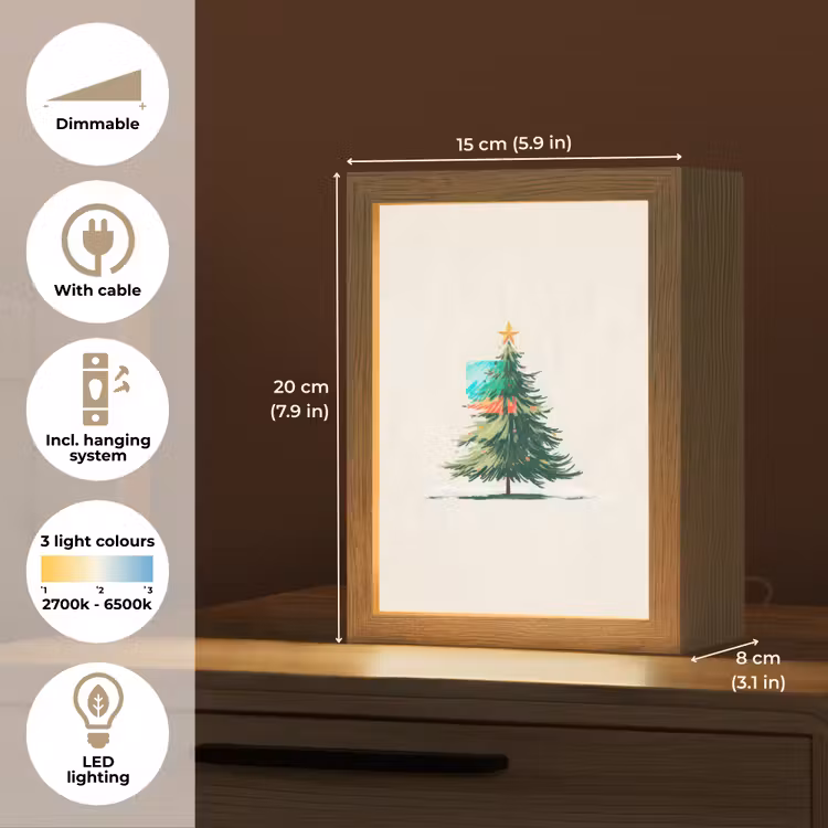 Kerstboom - Illustratie - Ster - Sneeuw Light Box met kabel (Tafellamp) klein -USP_EN