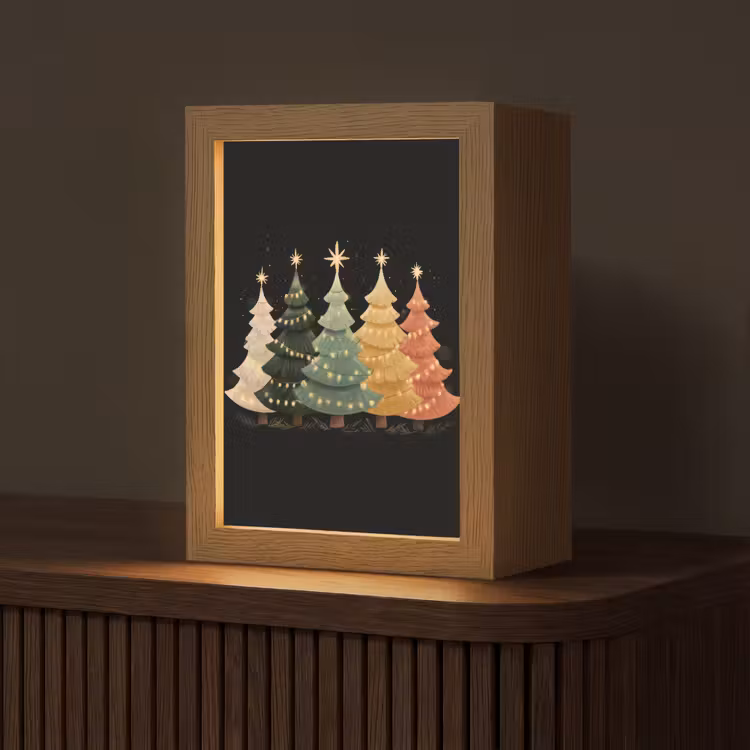 Kerstbomen - Kleurrijk - Lichtjes - Ster Light Box met kabel (Tafellamp) klein -z3d_website