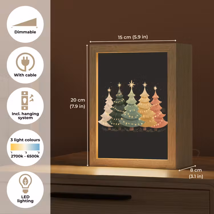 Kerstbomen - Kleurrijk - Lichtjes - Ster Light Box met kabel (Tafellamp) klein -USP_EN