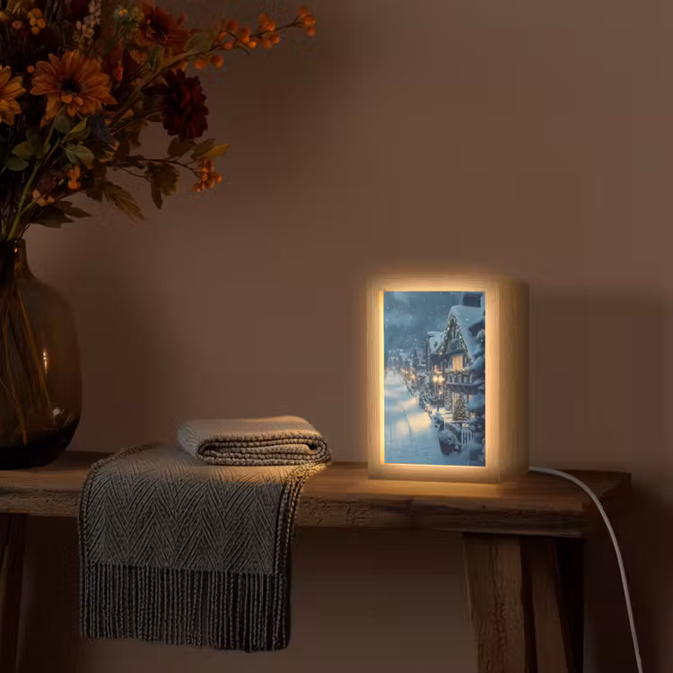 Kerstdorp - Kerst - Sneeuw - Winter Light Box met kabel (Tafellamp) klein -sfeer4