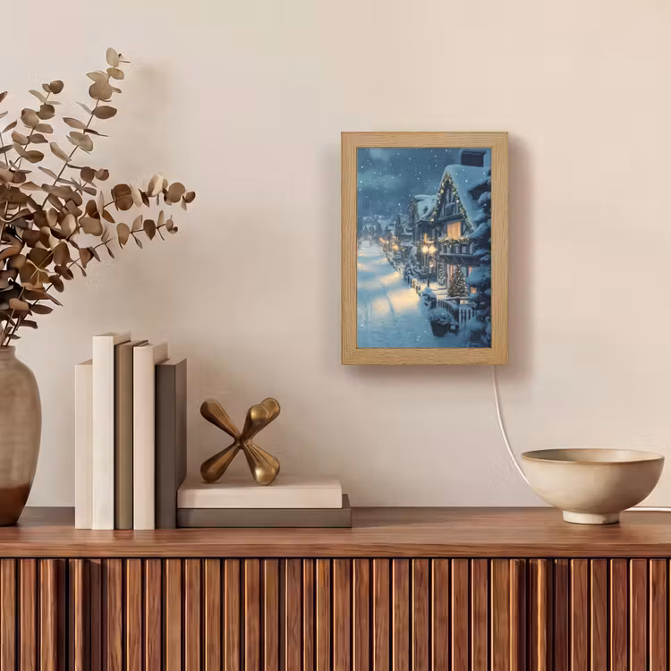 Kerstdorp - Kerst - Sneeuw - Winter Light Box met kabel (Tafellamp) klein -sfeer2