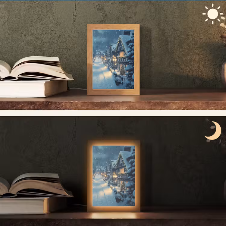 Kerstdorp - Kerst - Sneeuw - Winter Light Box met kabel (Tafellamp) klein -sfeer3