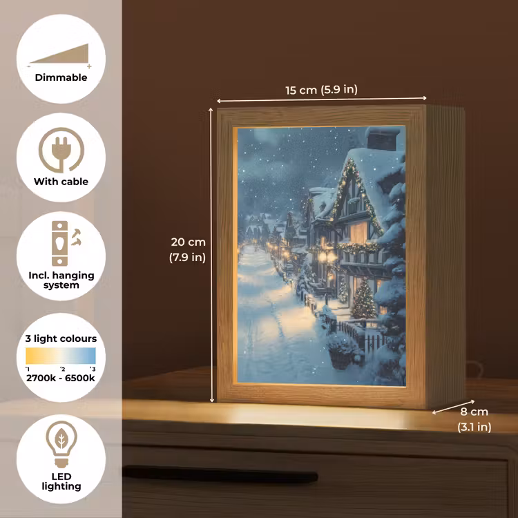Kerstdorp - Kerst - Sneeuw - Winter Light Box met kabel (Tafellamp) klein -USP_EN