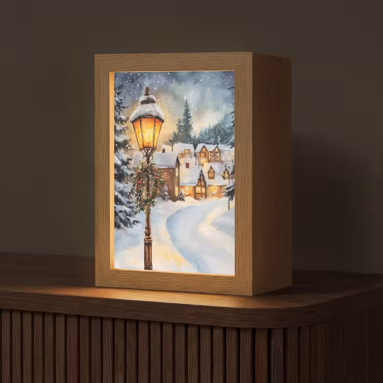 Kerstdorp - Huizen - Sneeuw - Kerst Light Box met kabel (Tafellamp) klein -z3d_website