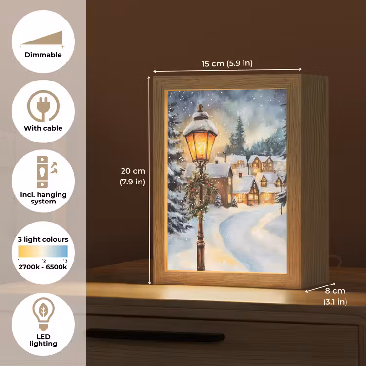 Kerstdorp - Huizen - Sneeuw - Kerst Light Box met kabel (Tafellamp) klein -USP_EN