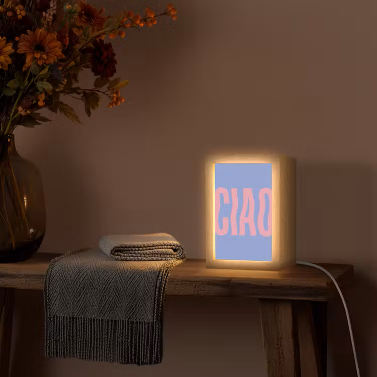 Ciao - Roze - Blauw - Golvend Light Box met kabel (Tafellamp) klein -sfeer4