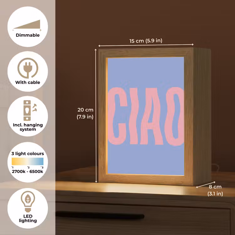 Ciao - Roze - Blauw - Golvend Light Box met kabel (Tafellamp) klein -USP_EN