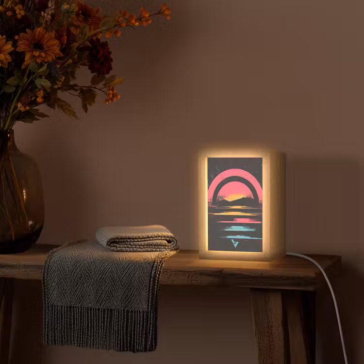 Cirkel - Abstract - Roze Light Box met kabel (Tafellamp) klein -sfeer4