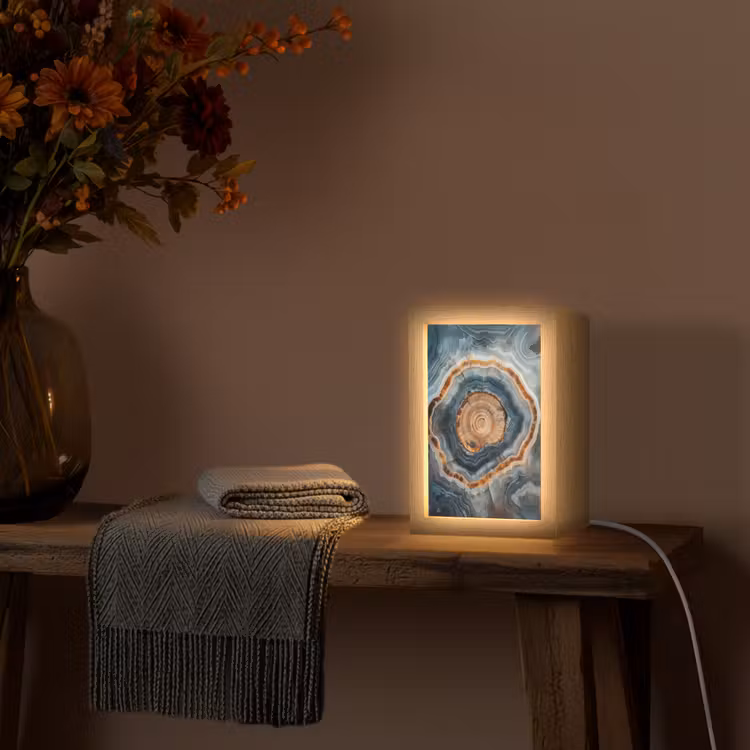 Cirkel - Ringen - Steen - Tinten Light Box met kabel (Tafellamp) klein -sfeer4