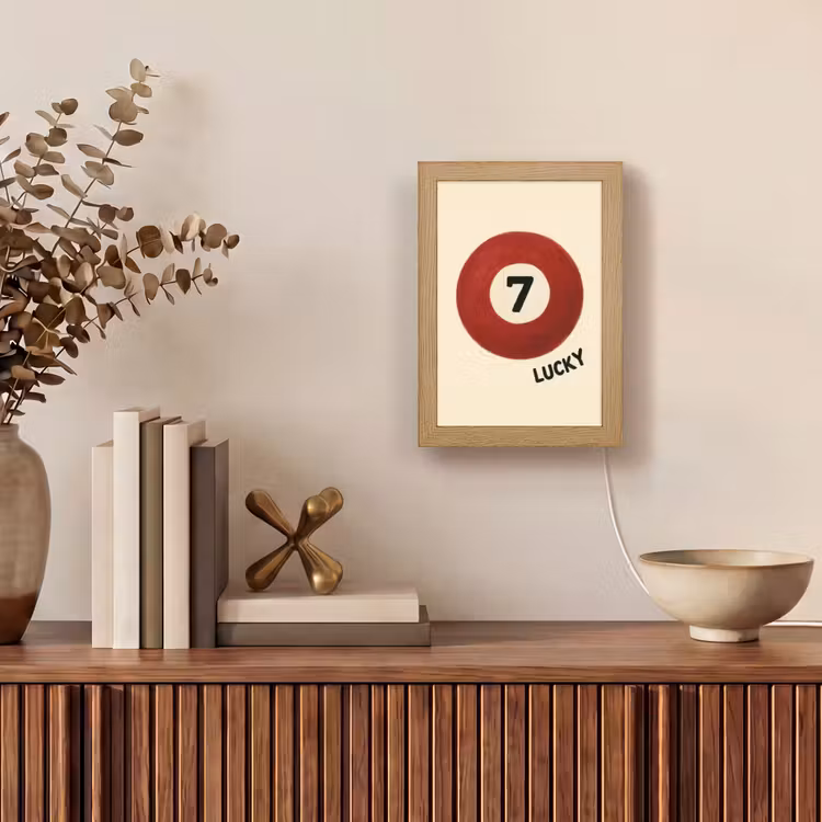 Cirkel - Zeven - Lucky - Rood Light Box met kabel (Tafellamp) klein -sfeer2