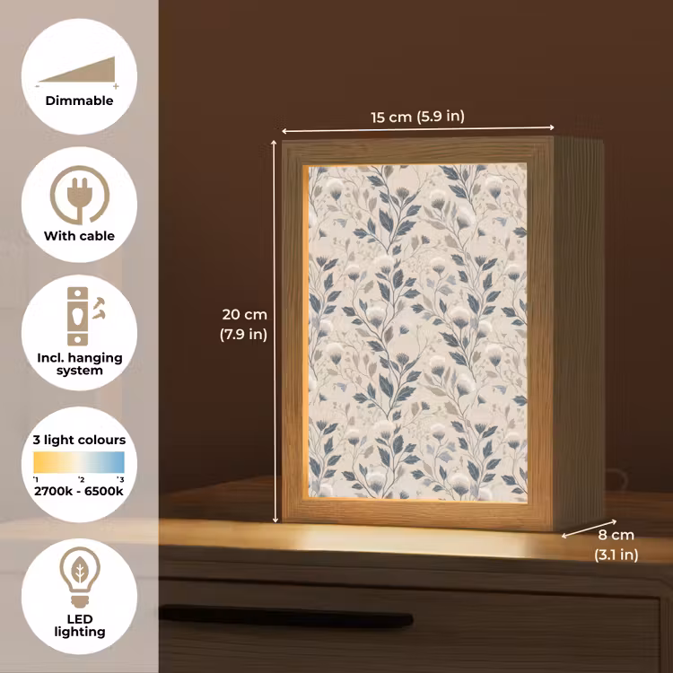 Klassiek - Botanisch - Kleurrijk Light Box met kabel (Tafellamp) klein 925 -USP_EN