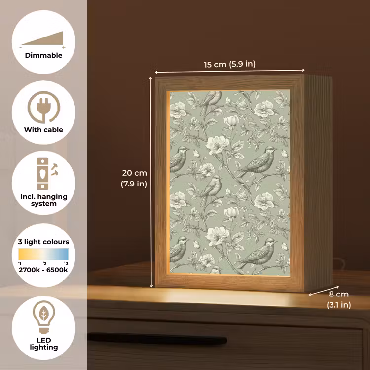 Klassiek - Botanisch - Groen Light Box met kabel (Tafellamp) klein 925 -USP_EN