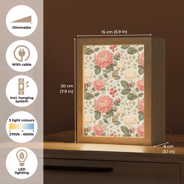 Klassiek - Botanisch - Veelkleurig Light Box met kabel (Tafellamp) klein 925 -USP_EN