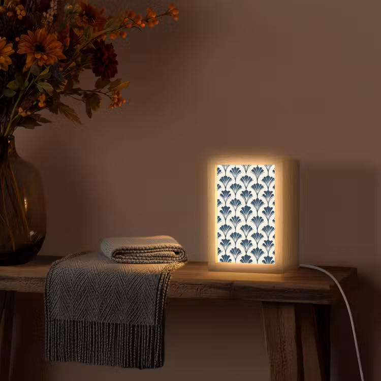 Klassiek - Motief - Blauw Light Box met kabel (Tafellamp) klein 925 -sfeer4