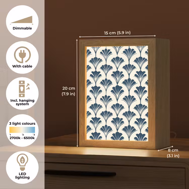 Klassiek - Motief - Blauw Light Box met kabel (Tafellamp) klein 925 -USP_EN