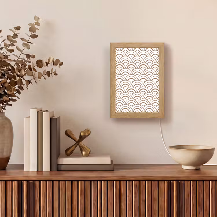 Klassiek - Motief - Terracotta Light Box met kabel (Tafellamp) klein 925 -sfeer2