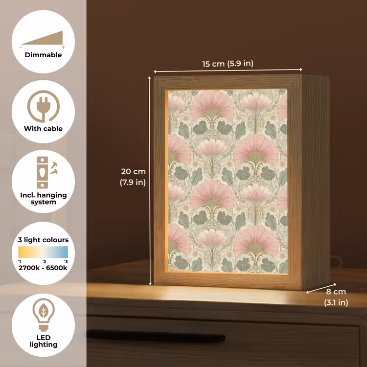 Klassiek - Patroon - Roze Light Box met kabel (Tafellamp) klein 925 -USP_EN