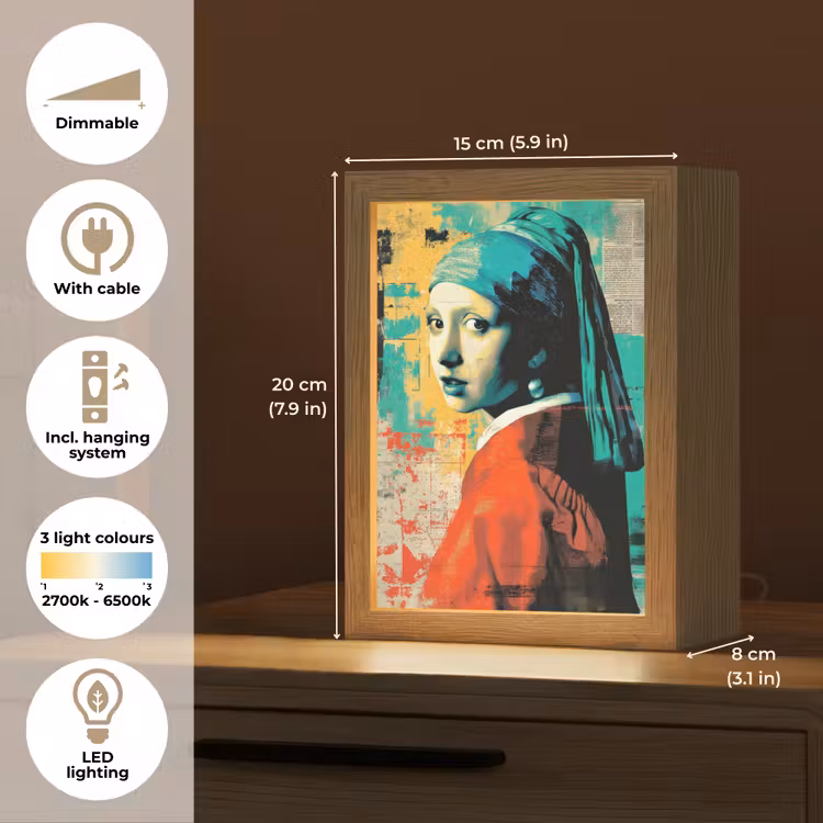 Klassiek - Pareloorbel - Streetartstijl - Kleurrijk Light Box met kabel (Tafellamp) klein -USP_EN