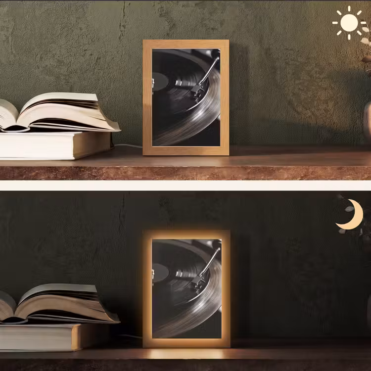 Close-up - Vinylplaat - Platenspeler - Zwart Light Box met kabel (Tafellamp) klein -sfeer3
