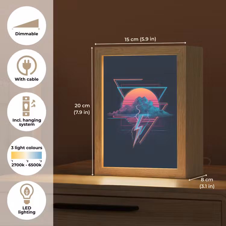 Wolk - Bliksemschicht - Driehoeken - Lijnen Light Box met kabel (Tafellamp) klein -USP_EN