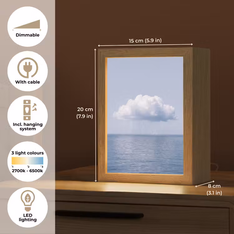 Table Lamp - Cloud - Rain - Nature - Wolk - Regen - Natuur Light Box met kabel (Tafellamp) klein