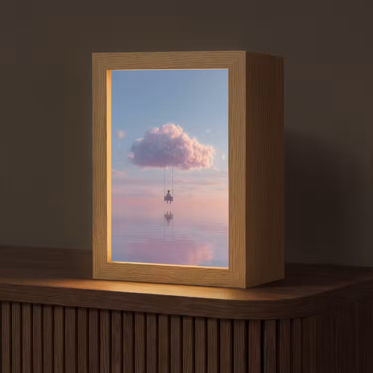 Wolk - Schommel - Kleurrijke lucht Light Box met kabel (Tafellamp) klein -z3d_website