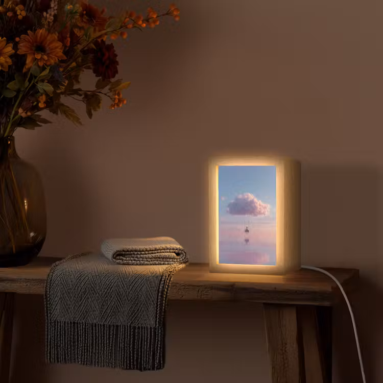 Wolk - Schommel - Kleurrijke lucht Light Box met kabel (Tafellamp) klein -sfeer4