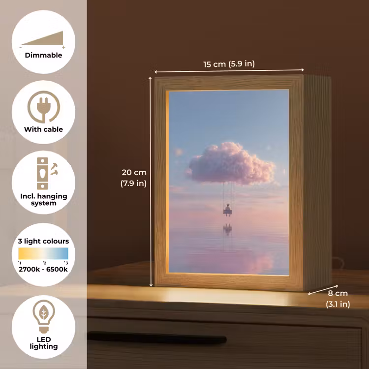 Wolk - Schommel - Kleurrijke lucht Light Box met kabel (Tafellamp) klein -USP_EN