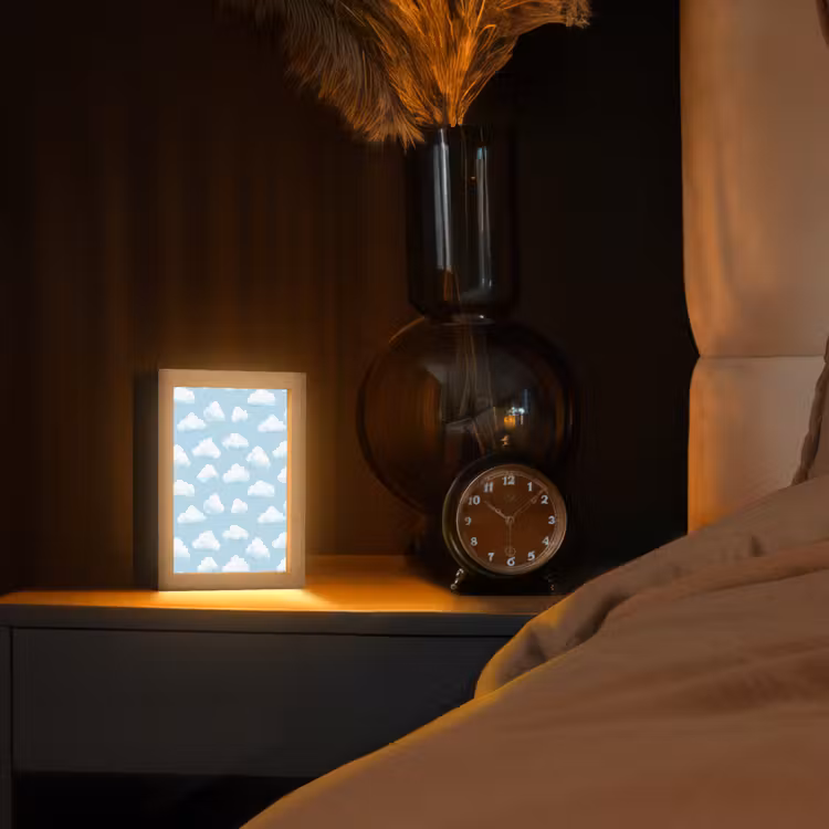 Wolken - Illustratie - Blauw Light Box met kabel (Tafellamp) klein 925 -sfeer1