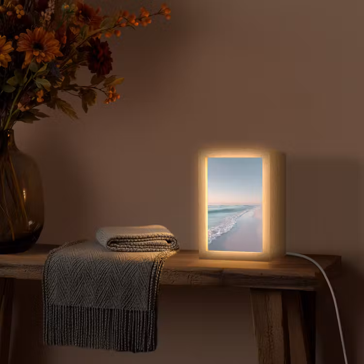 Kustlijn - Pastel - water Light Box met kabel (Tafellamp) klein -sfeer4