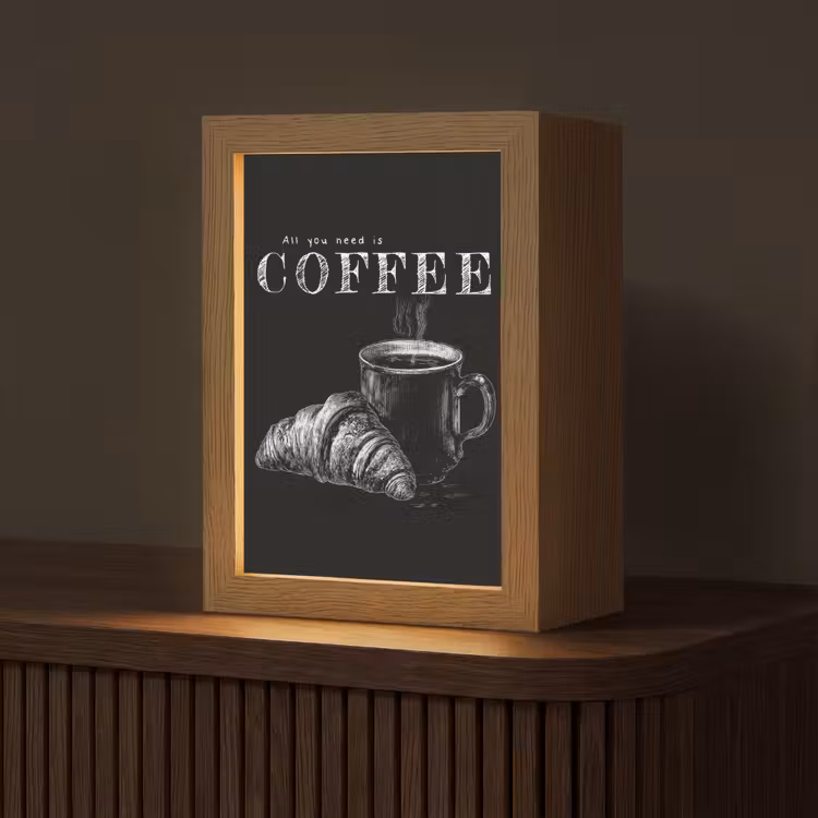 Koffie - Croissant - Tekst Light Box met kabel (Tafellamp) klein -z3d_website