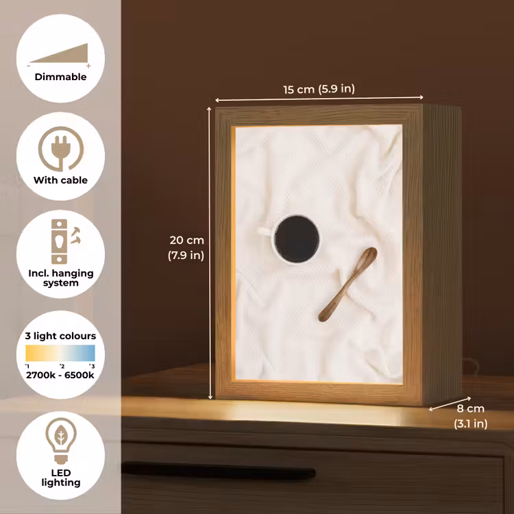 Koffie - Lepel - Mok Light Box met kabel (Tafellamp) klein -USP_EN