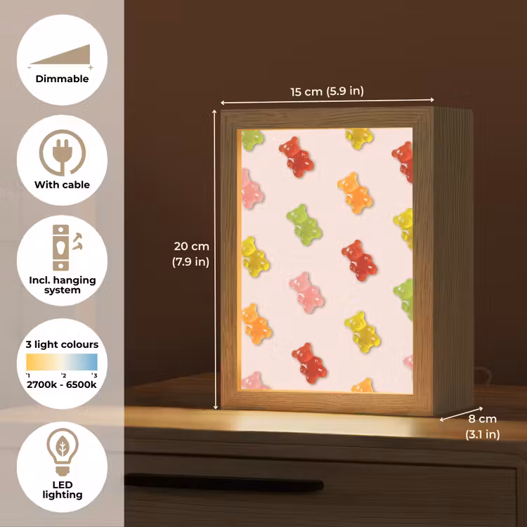 Kleur - Snoep - Roze Light Box met kabel (Tafellamp) klein -USP_EN