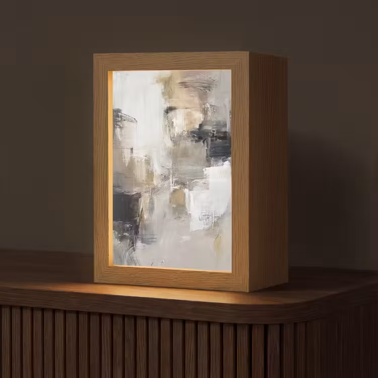 Kleurenpalet - Penseelstreken - Beige - Nevelig Light Box met kabel (Tafellamp) klein -z3d_website