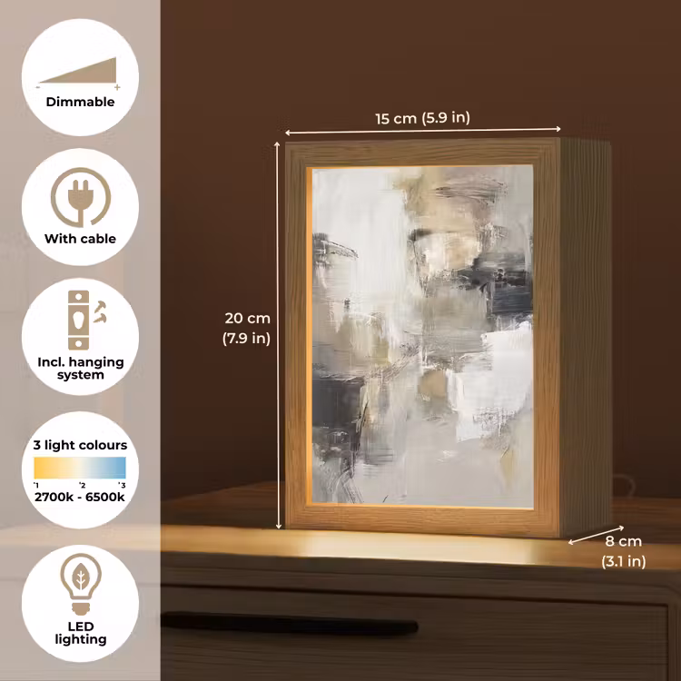 Kleurenpalet - Penseelstreken - Beige - Nevelig Light Box met kabel (Tafellamp) klein -USP_EN