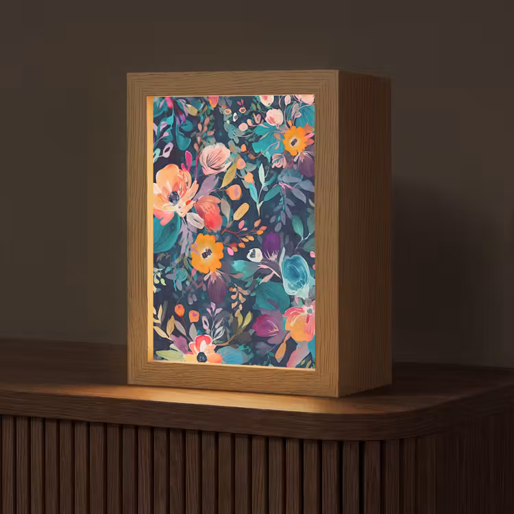 Kleurrijk - Bloemen - Kunst - Natuur - Hippie Light Box met kabel (Tafellamp) klein -z3d_website
