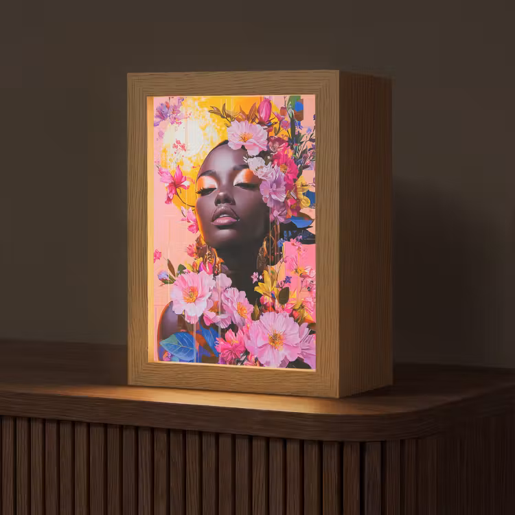 Kleurrijk - Bloemen - Vrouw - Zon Light Box met kabel (Tafellamp) klein -z3d_website