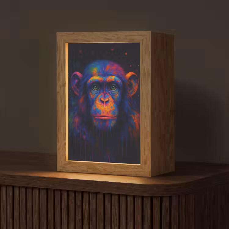 Kleurrijk - Aap - Abstract Light Box met kabel (Tafellamp) klein -z3d_website